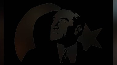 Atatürk 'ün çizimi. Türkiye Cumhuriyeti 'nin ilk cumhurbaşkanı. 