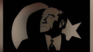Atatürk 'ün çizimi. Türkiye Cumhuriyeti 'nin ilk cumhurbaşkanı. 