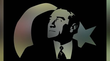 Atatürk 'ün çizimi. Türkiye Cumhuriyeti 'nin ilk cumhurbaşkanı. 