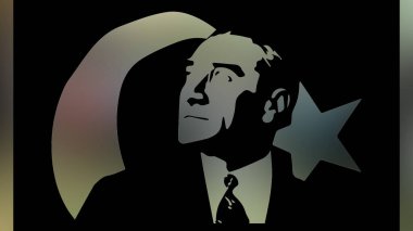 Atatürk 'ün çizimi. Türkiye Cumhuriyeti 'nin ilk cumhurbaşkanı. 