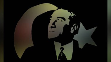 Atatürk 'ün çizimi. Türkiye Cumhuriyeti 'nin ilk cumhurbaşkanı. 
