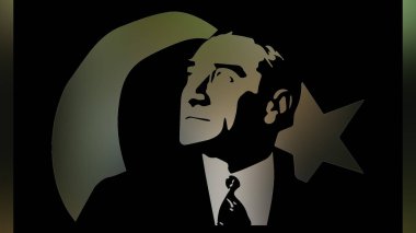 Atatürk 'ün çizimi. Türkiye Cumhuriyeti 'nin ilk cumhurbaşkanı. 