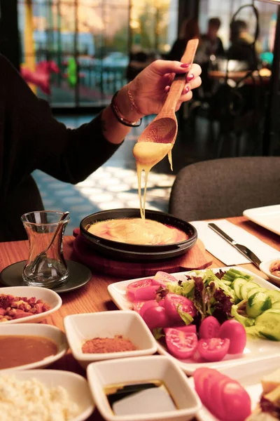 Rich Delicious Turkish Breakfast — Stock Photo, Image