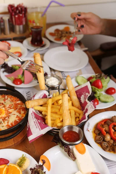 Rich Delicious Turkish Breakfast — Stock Photo, Image