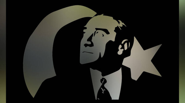 Ataturk's illustration. First president of republic of Turkey. 