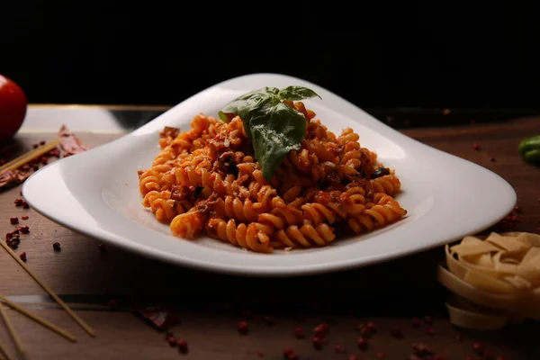 Tasty Appetizing Classic Italian Pasta Delicious Sauce — Stock Photo, Image
