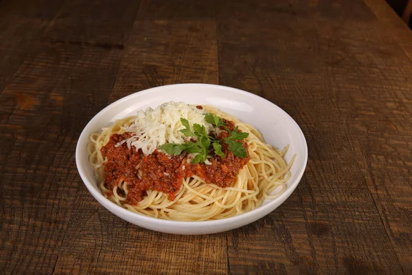 Saboroso Apetecível Macarrão Italiano Clássico Com Delicioso Molho — Fotografia de Stock