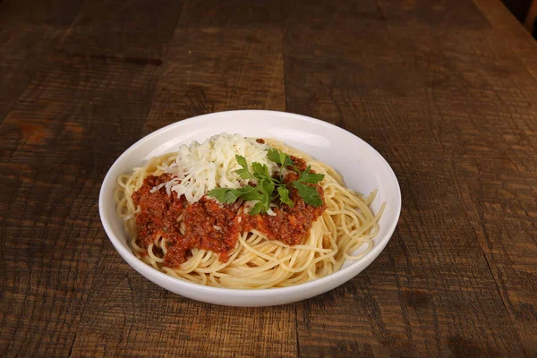 Saboroso Apetecível Macarrão Italiano Clássico Com Delicioso Molho — Fotografia de Stock