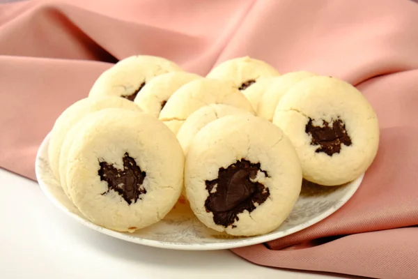 Biscoitos Com Chips Chocolate Escuro — Fotografia de Stock