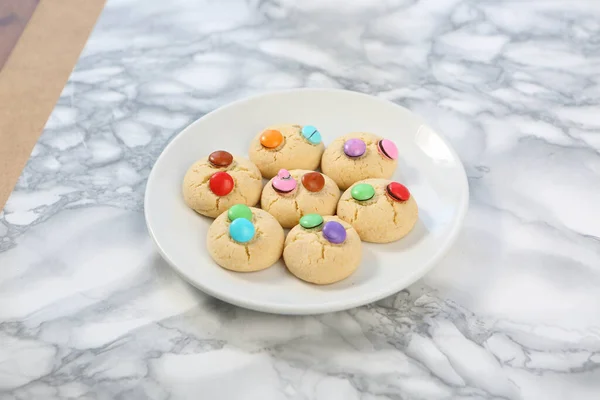 Biscoitos Com Chips Chocolate Escuro — Fotografia de Stock