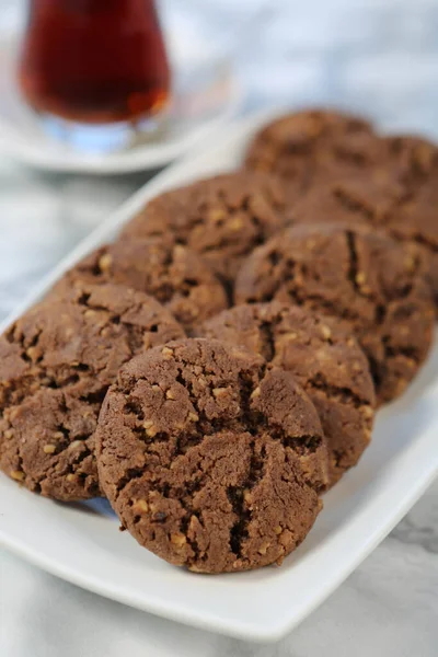 Biscoitos Com Chips Chocolate Escuro — Fotografia de Stock