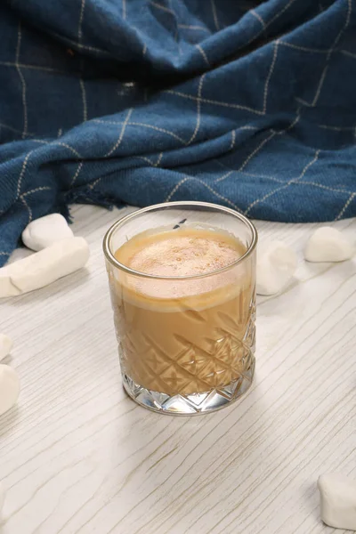 Eiskaffee Mit Milch Eiskaffee Latte Frau Hält Glas Eiskaffee Der — Stockfoto