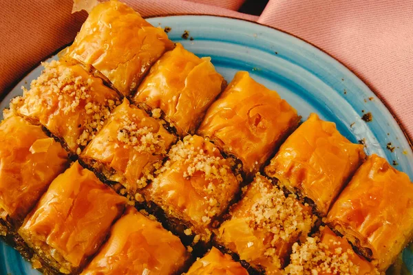 Baklava Dessert Turc Traditionnel Avec Noix Cajou Noix Baklava Maison — Photo