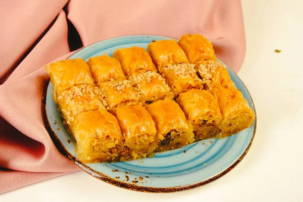 Baklava Dessert Turc Traditionnel Avec Noix Cajou Noix Baklava Maison — Photo