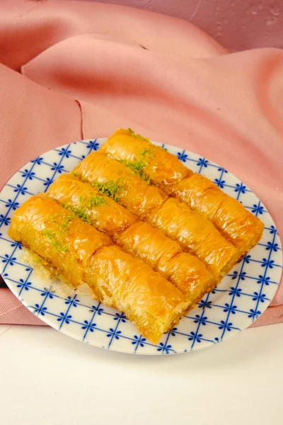 Baklava Dessert Turc Traditionnel Avec Noix Cajou Noix Baklava Maison — Photo