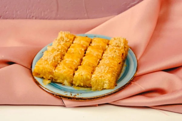 Baklava Dessert Turc Traditionnel Avec Noix Cajou Noix Baklava Maison — Photo