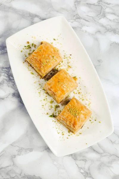 Traditionelle Türkische Nachspeise Baklava Mit Cashew Walnüssen Hausgemachte Baklava Mit — Stockfoto