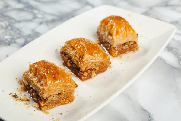 Baklava Dessert Turc Traditionnel Avec Noix Cajou Noix Baklava Maison — Photo