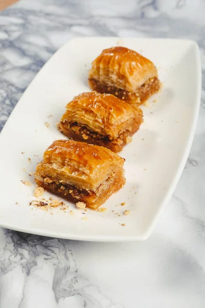 Baklava Dessert Turc Traditionnel Avec Noix Cajou Noix Baklava Maison — Photo