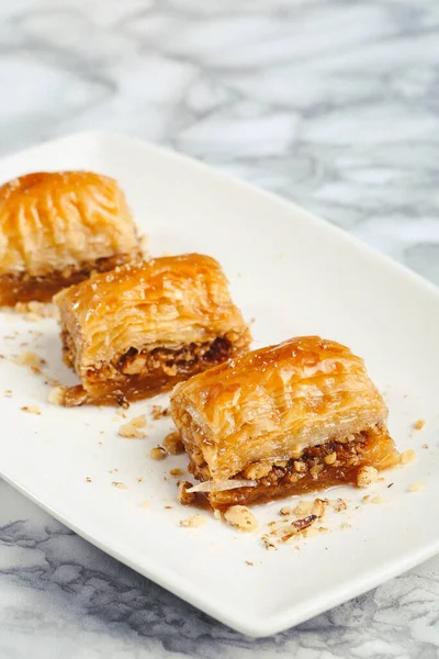 Traditionelle Türkische Nachspeise Baklava Mit Cashew Walnüssen Hausgemachte Baklava Mit — Stockfoto