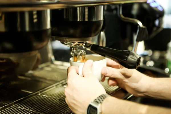 Kahve odasında kahve hazırlayan barista.