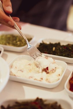 Geleneksel Türk ve Yunan yemek meze masası