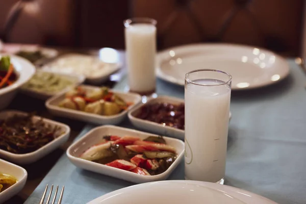 Mesa Meze Jantar Tradicional Turco Grego — Fotografia de Stock