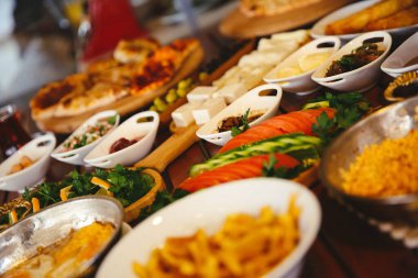 Geleneksel Türk ve Yunan yemek meze masası