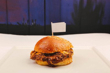 Taze sebzeli ev yapımı hamburger.