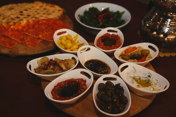 Traditionelles Türkisches Und Griechisches Dinner Meze Tisch — Stockfoto