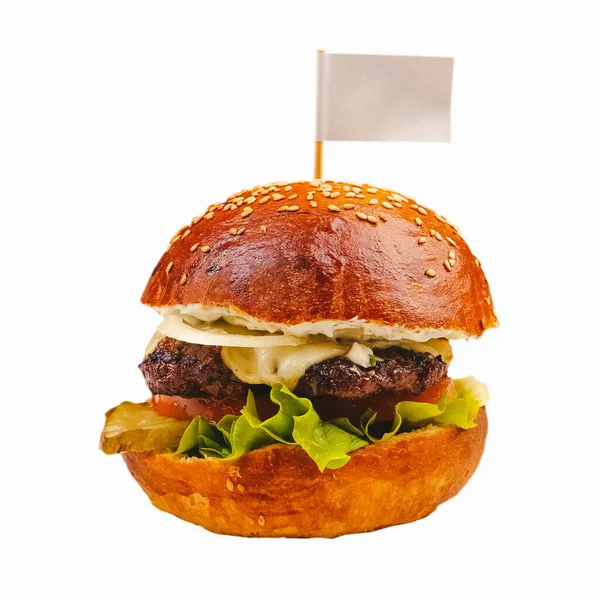 Hamburger Domowej Roboty Świeżymi Warzywami — Zdjęcie stockowe