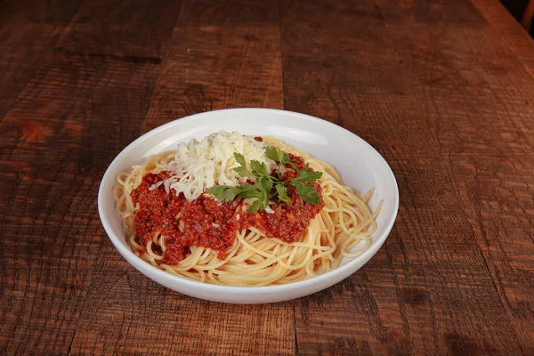 Saboroso Apetecível Macarrão Italiano Clássico Com Delicioso Molho — Fotografia de Stock