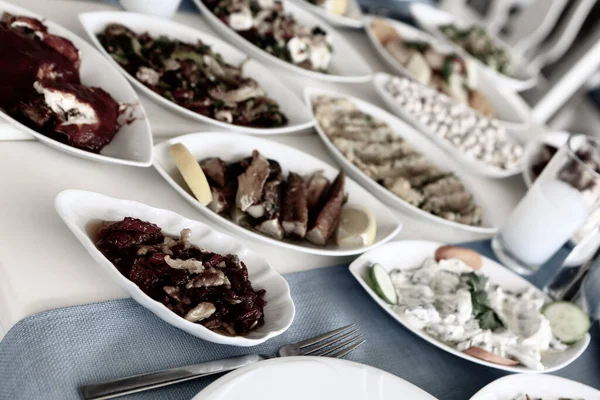 Traditionelles Türkisches Und Griechisches Dinner Meze Tisch — Stockfoto