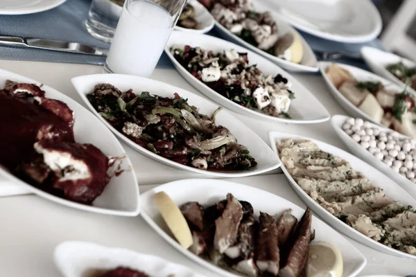 Traditionelles Türkisches Und Griechisches Dinner Meze Tisch — Stockfoto