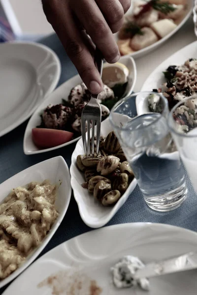 Geleneksel Türk ve Yunan yemek meze masası