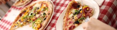 Lezzetli karışık İtalyan pizzası.