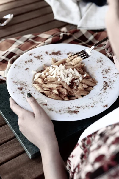 Savoureux Appétissant Classique Pâtes Italiennes Avec Une Délicieuse Sauce — Photo