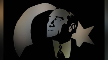 Atatürk 'ün çizimi. Türkiye Cumhuriyeti 'nin ilk cumhurbaşkanı. 