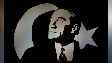 Atatürk 'ün çizimi. Türkiye Cumhuriyeti 'nin ilk cumhurbaşkanı. 