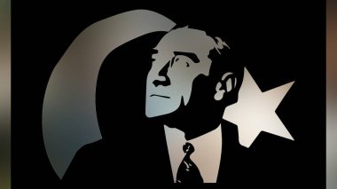 Atatürk 'ün çizimi. Türkiye Cumhuriyeti 'nin ilk cumhurbaşkanı. 