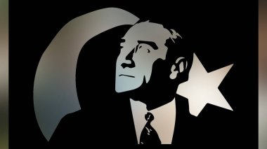 Atatürk 'ün çizimi. Türkiye Cumhuriyeti 'nin ilk cumhurbaşkanı. 