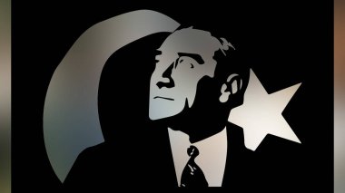 Atatürk 'ün çizimi. Türkiye Cumhuriyeti 'nin ilk cumhurbaşkanı. 