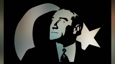 Atatürk 'ün çizimi. Türkiye Cumhuriyeti 'nin ilk cumhurbaşkanı. 