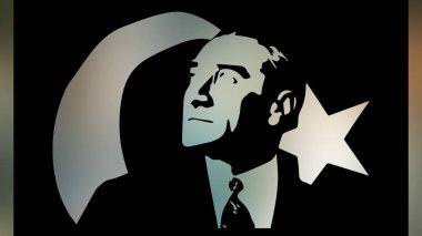 Atatürk 'ün çizimi. Türkiye Cumhuriyeti 'nin ilk cumhurbaşkanı. 