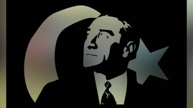 Atatürk 'ün çizimi. Türkiye Cumhuriyeti 'nin ilk cumhurbaşkanı. 