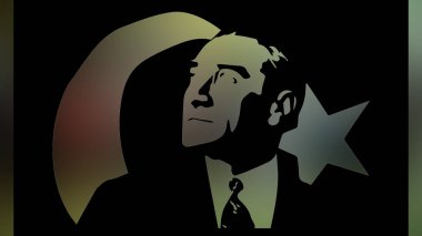 Atatürk 'ün çizimi. Türkiye Cumhuriyeti 'nin ilk cumhurbaşkanı. 
