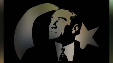 Atatürk 'ün çizimi. Türkiye Cumhuriyeti 'nin ilk cumhurbaşkanı. 