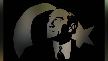 Atatürk 'ün çizimi. Türkiye Cumhuriyeti 'nin ilk cumhurbaşkanı. 
