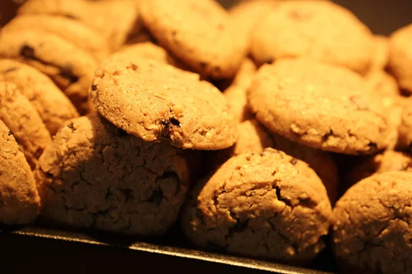 Groep Van Diverse Koekjes Chocolade Havermout Rozijnen Witte Chocolade — Stockfoto