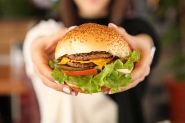 Taze sebzeli ev yapımı hamburger.